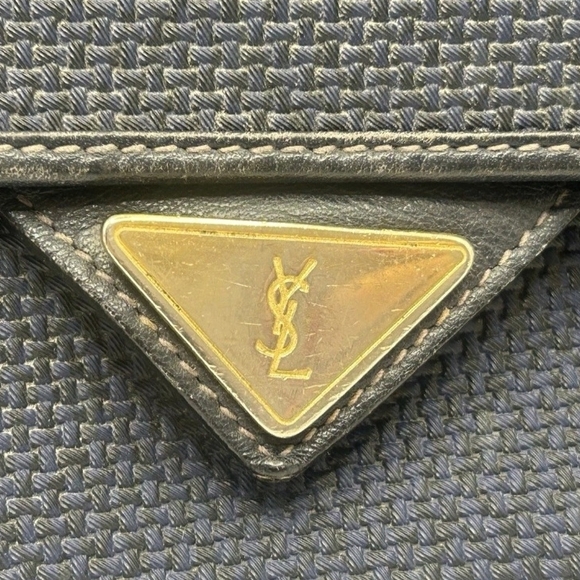 Yves Saint Laurent Black Textured Bag with Gold Logo - Picture 3 of 5